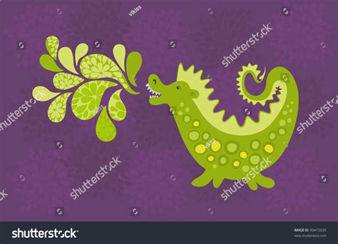 Cartoon Of The Funny Dragon With The Poisonous Breath Stock Photo