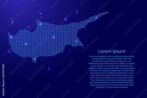 Cyprus Map Country Abstract Silhouette From Wavy Blue Space Sinusoid