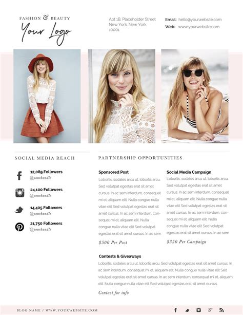 Media Kit Template 4 Page Blogger Media Kit Blog Media Press Etsy