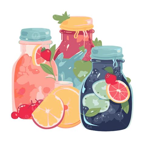 Aguas Frescas PNG Dibujos Pegatina Clipart Tarros De Jugo Con Frutas Y