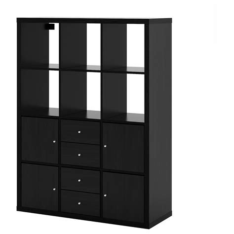 KALLAX shelving unit with 6 inserts, black-brown, 437/8x575/8" - IKEA