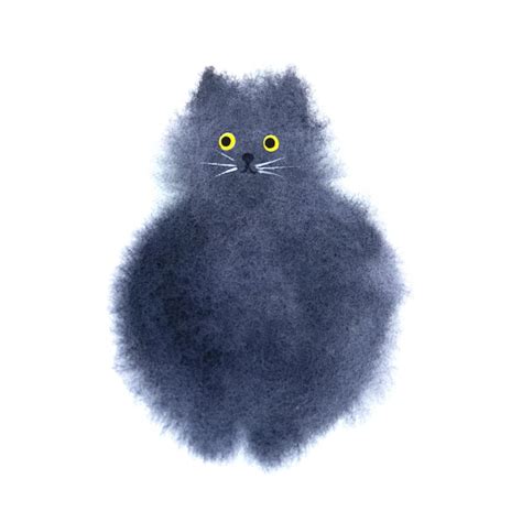 Premium Photo Fluffy Watercolor Cat Black Funny Watercolor Cat