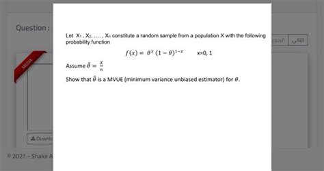 Solved Question Let X X Xn Constitute A Random Chegg