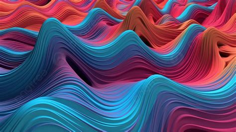 Vibrant 3d Render Of Abstract Art A Colorful Horizontal Wave Background ...