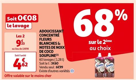 Promo SOUPLINE ADOUCISSANT CONCENTRÉ FLEURS BLANCHES NOTES DE NOIX DE