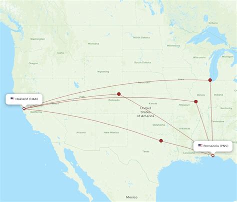 All Flight Routes From Pensacola To Oakland Pns To Oak Flight Routes