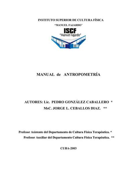 Manual De Antropometr A Nerva Torres Udocz