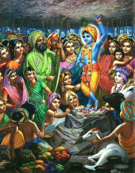 Shree Krishna Ji With Govardhan Krishna Lila Krishna Art Radha