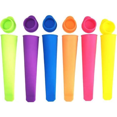 Lot De 6 Moules À Glace Réutilisables En Silicone Avec Couvercles Anti