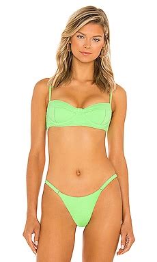 Vix Swimwear Corsage Bikini Top In Lime Revolve