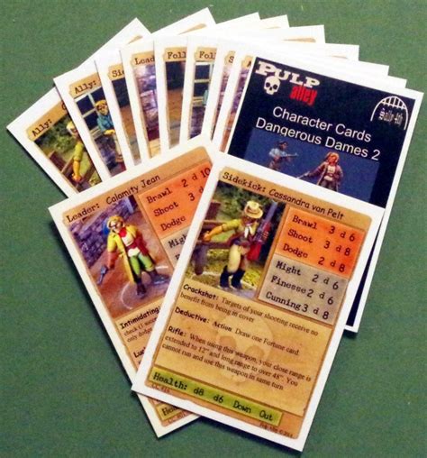 Wargame News And Terrain Sally 4th Pulp Alley Character Cards