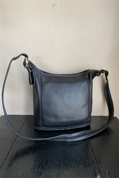 Vintage COACH Slim Duffle Bag Purse Black Supple Leat… - Gem