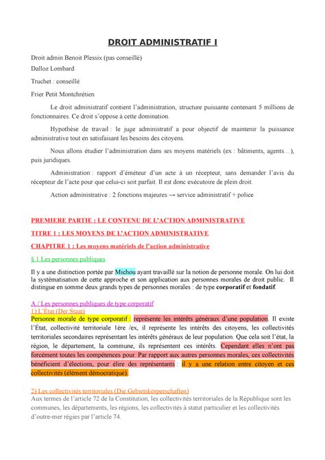 Droit Administratif Cours Droit Administratif I Droit Admin Benoit