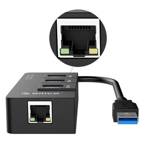 Hub USB 3 0 3 Portas Entrada Gigabit Ethernet Orico