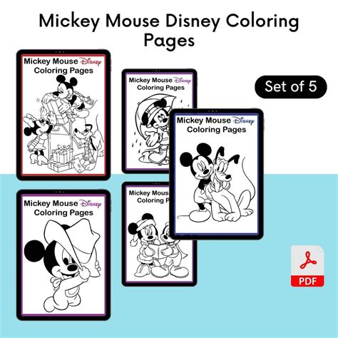 Mickey Mouse Disney Coloring Pages Printable Template in PDF | Disney coloring pages, Mickey ...