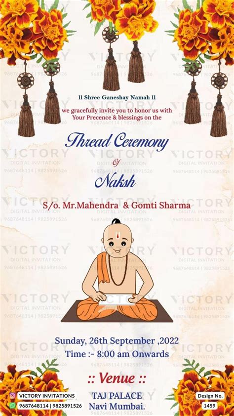 Thread ceremony invitation card in english language with yagnopaveet ...