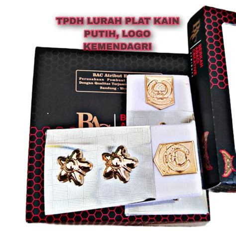 Jual Pangkat Pdh Lurah Baru Plat Kain Putih Melati Gold Logo