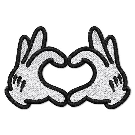 Hands Heart Symbol, Hands Heart Shape, Cartoon Hands, Embroidery Design ...