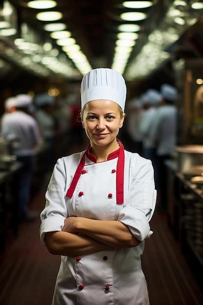 Premium Photo Chef Female Caucasian Middle Aged Friendly Smile Pose