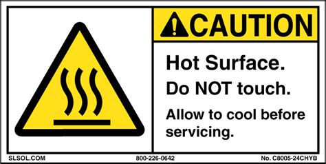 Hot Surface Burn Hazard ANSI ISO Safety Labels
