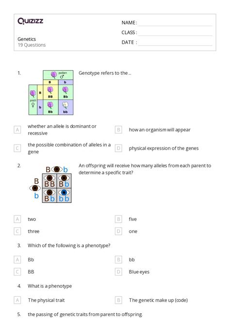 50+ genetics worksheets for 9th Class on Quizizz | Free & Printable