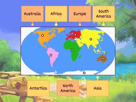 Label the 7 continents - Labelled diagram