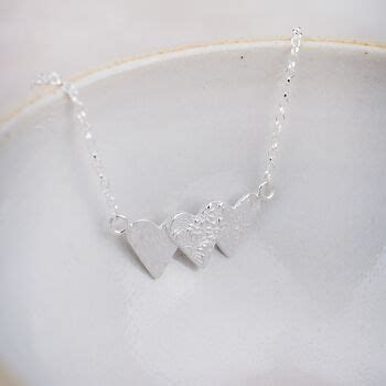 Sterling Silver Triple Heart Necklace By Lucy Kemp Silver Jewellery