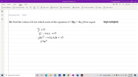 Xquadq032 Find The Values Of K For Which Roots Of The Equation X2 8kx 2k 0 Are Equal