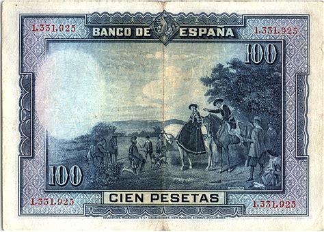 Banknote Spain Pesetas M De Cervantes Without Serial Vf