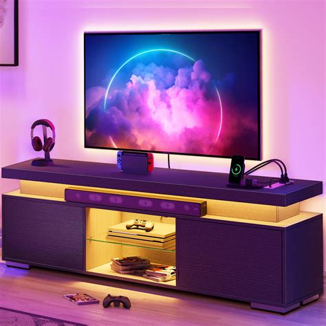 Yitahome Led Tv Stand With Power Outlets Modern Entertainment Center For 556065