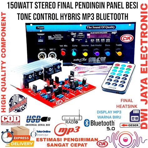 Jual Power Amplifier 150watt Stereo Final Plus Panel Besi Tone Control