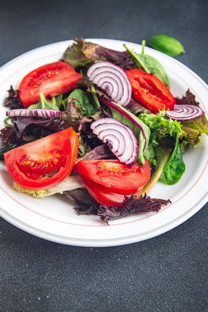 Salada Tomate Cebola Alface Fresco Refei O Vegetal Prato Comida Lanche