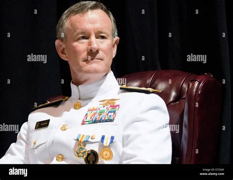 Us Navy Adm William H Mcraven Listens To Speakers During His Stock