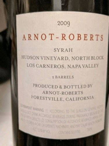 Arnot Roberts Hudson Vineyard North Block Syrah Vivino US