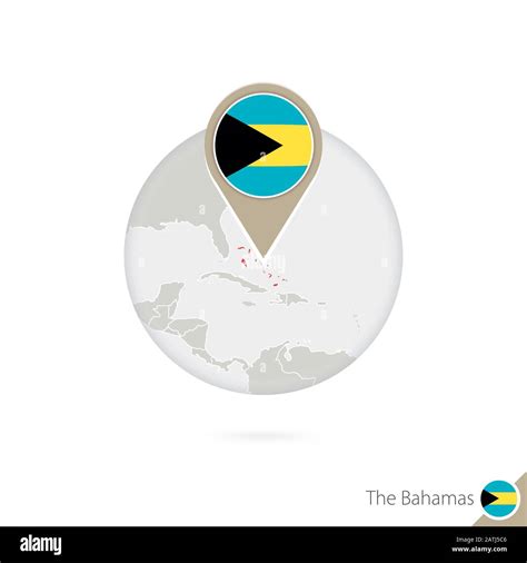 The Bahamas Map And Flag In Circle Map Of Bahamas Bahamas Flag Pin