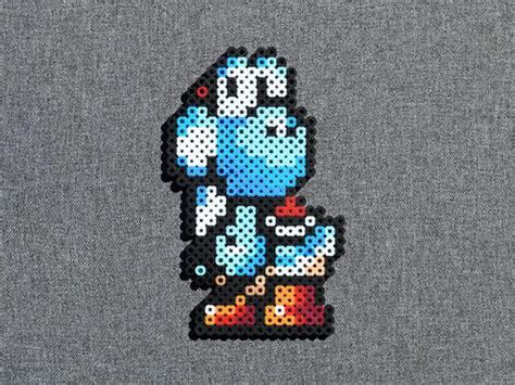 Yoshi S Island Perler Bead Sprite Yoshi Light Blue Perles à Tisser Art Perle Motifs