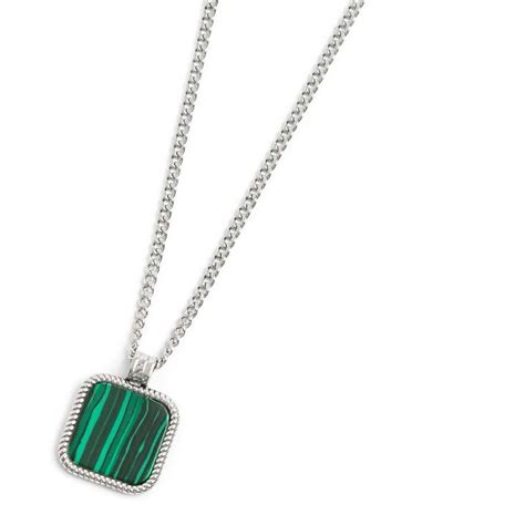 Collana piastrina pietra verde Marlù 13cn043