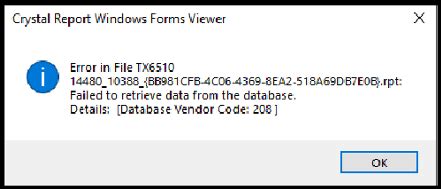 Failed To Retrieve Data From Database Error Database Vendor Code