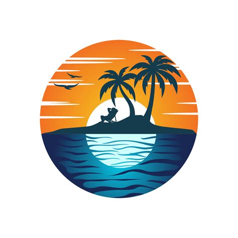 Beach island landscape logo . Beach logo design Vector . Beach Logo ...