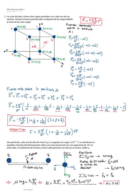 S S Solucion Taller Un Cubo De Lado Tiene Ocho Cargas Puntuales