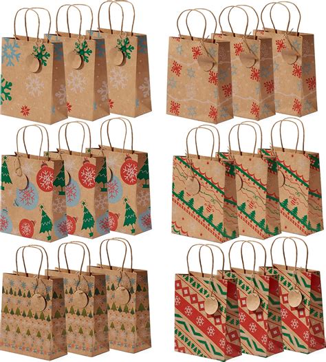 KAHEIGN 24Pcs Weihnachten Geschenktaschen 23 X 18 X 9CM Kraftpapier