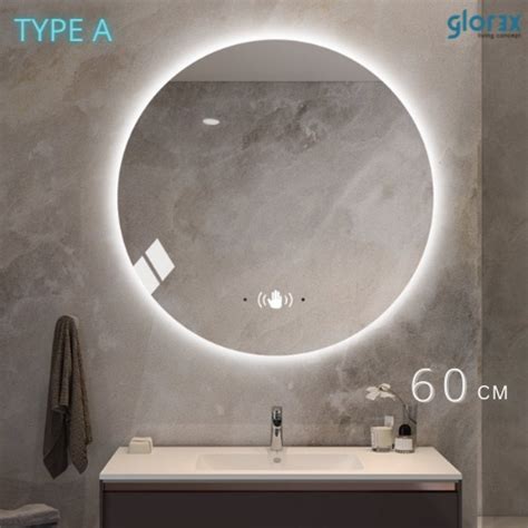 GLOREX DIA60 70 80cm 3 Colour LED Mirror Round Mirror LED Smart Mirror