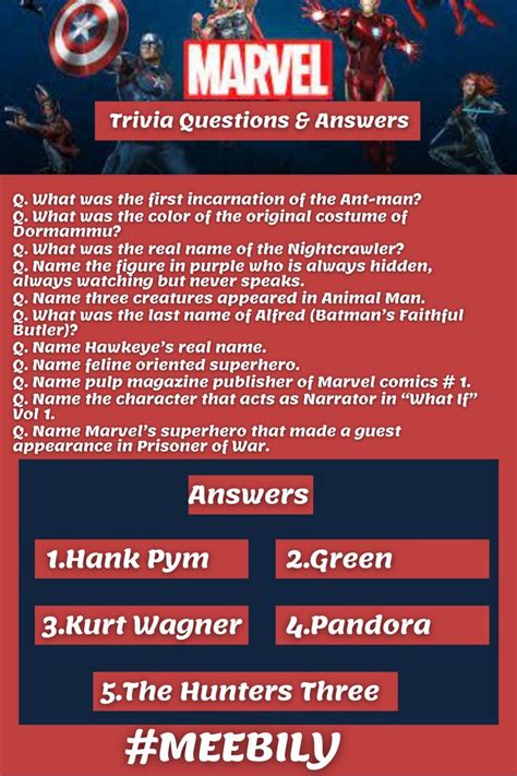 Hard Marvel Trivia Questions And Answers Trivia Questions And Answer