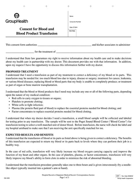 Blood Transfusion Consent Form Template Fill Out Sign Online Dochub