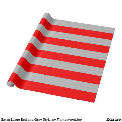 Extra Large Red And Gray Stripes Wrapping Paper Zazzle Red And