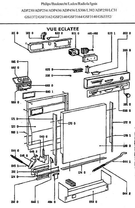 SODIPAMNET SERVICE VUES ECLATEES Lave Vaisselle Whirlpool P28 1