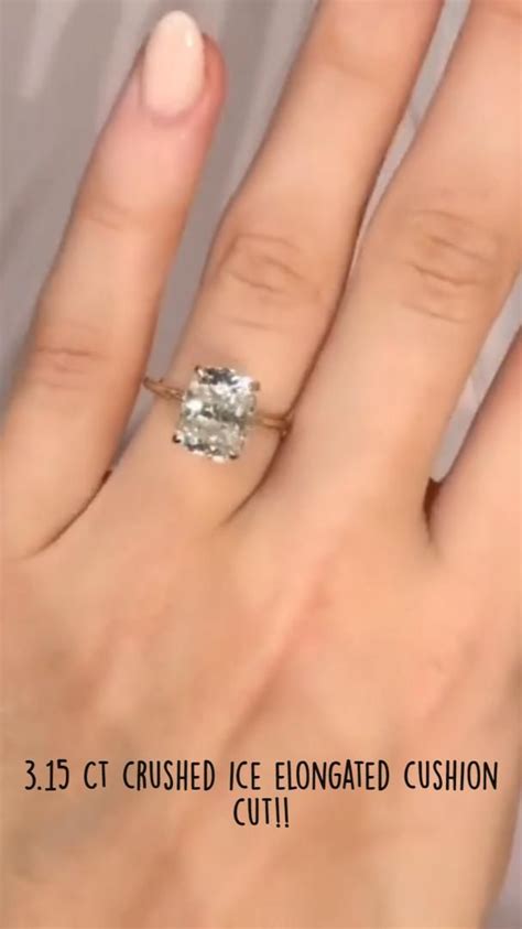 3 15 Ct Crushed Ice Elongated Cushion Cut Engagement Rings