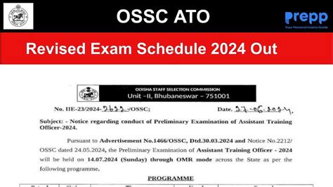 OSSC ATO Revised Exam Schedule 2024 Out Check Exam Date