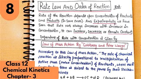 8 Rate Law And Rate Constant Order Of Reaction Chemical Kinetics