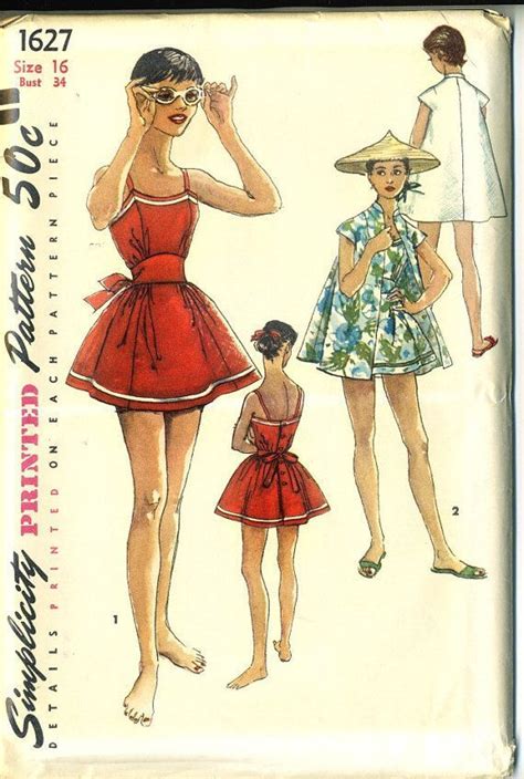 Vintage 60s Simplicity 1627 UNCUT Misses Maternity Swimsuit Vintage